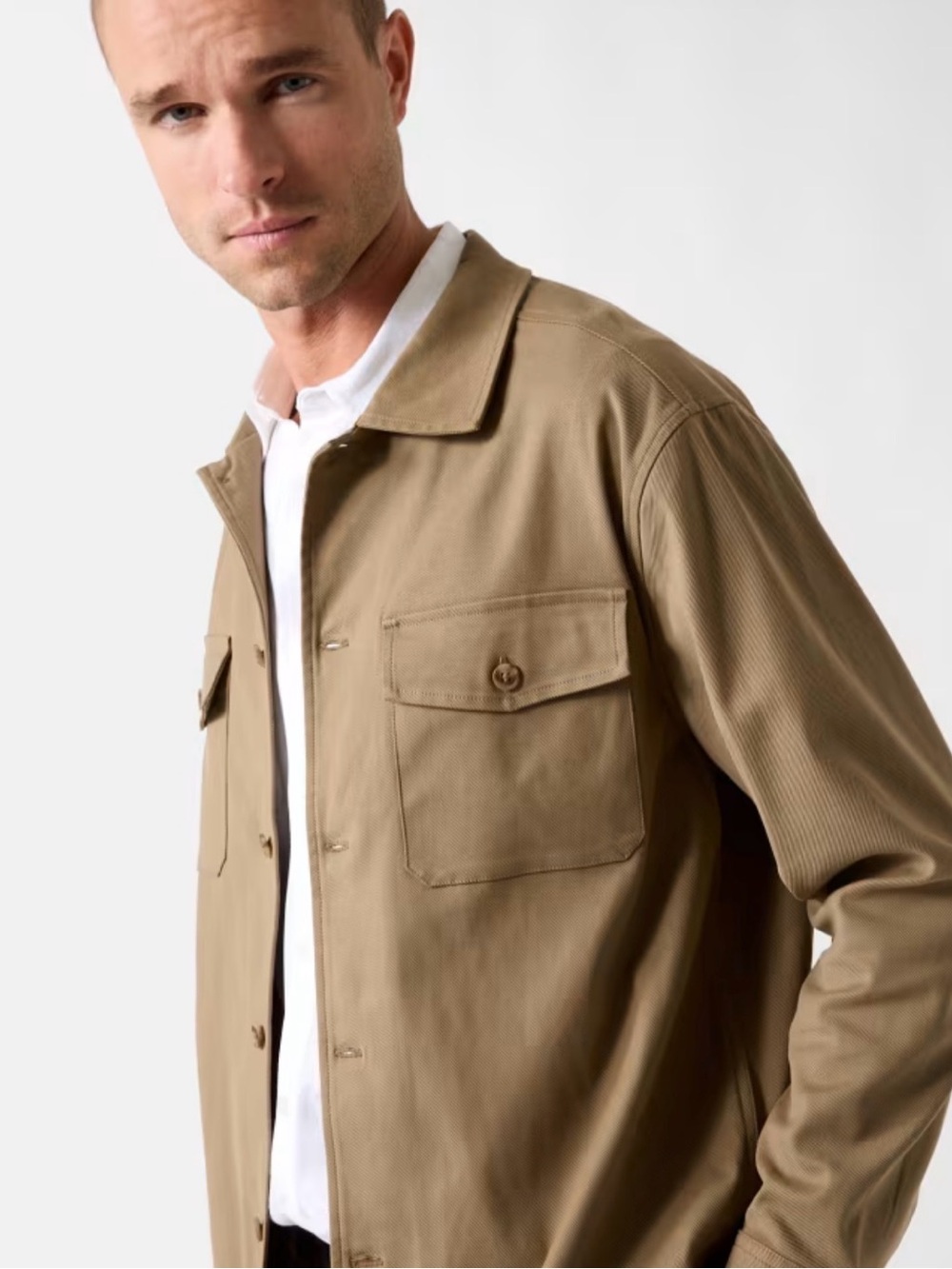 American Eagle Mens Tan Utility Shacket Shirt Jacket Size XXL EUC